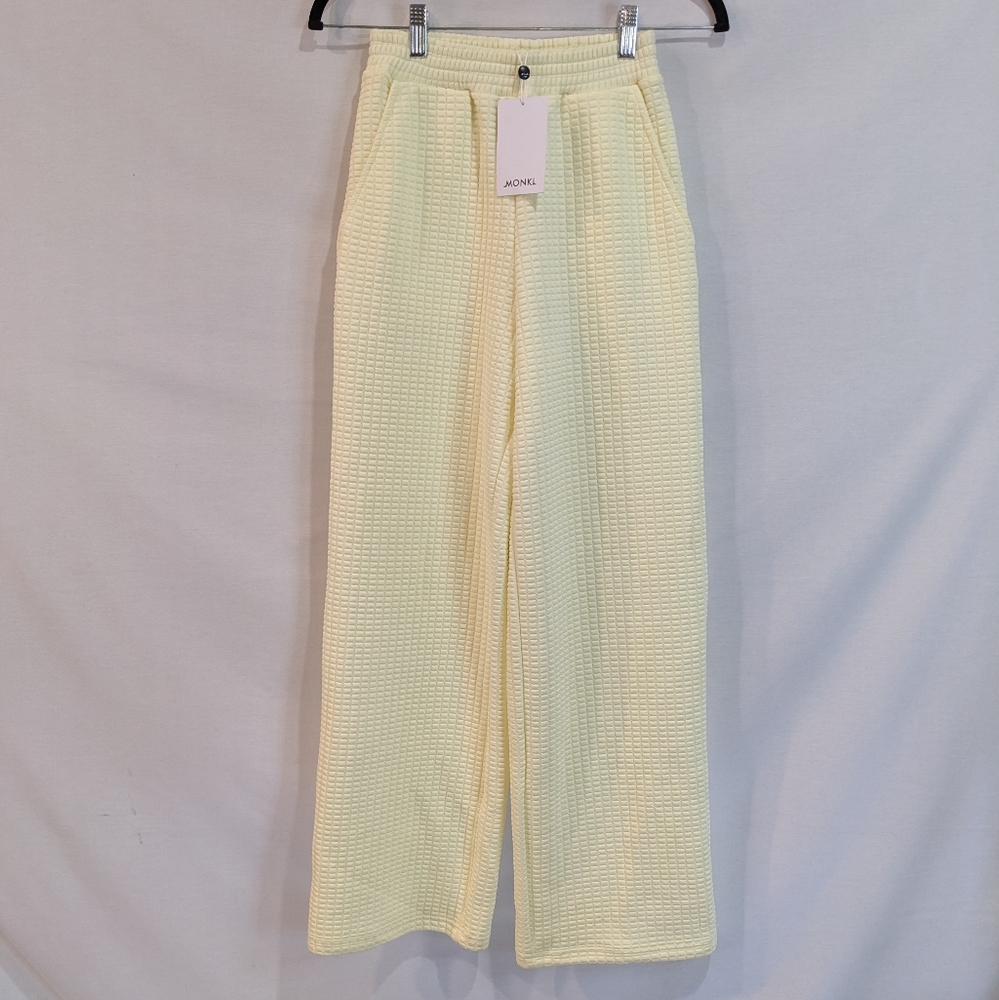 NWT Monki Waffle Texture Butter Yellow Wee Jogger Pants Size XXS